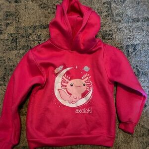 Girls Axolotl on moon dark pink sweatshirt Size 7-8 years, only wore a few times